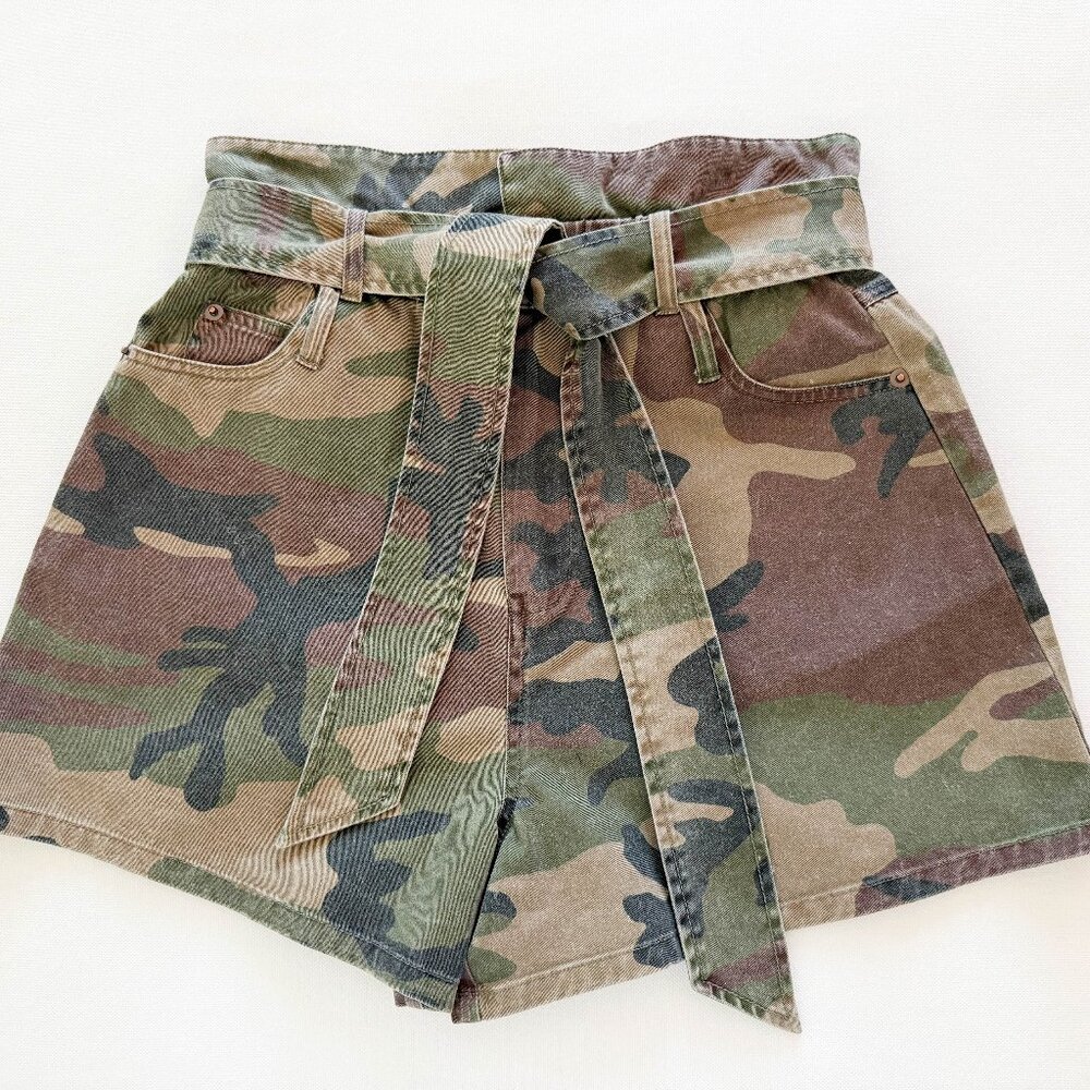Marissa Webb Camo Paperbag Shorts